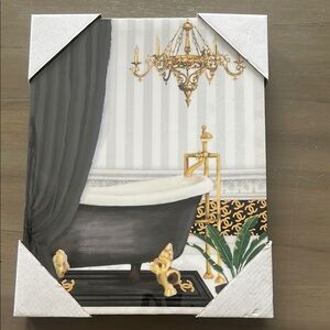 Elegant Bathroom Wall Art with Gold Accents 11x14 - NWOT